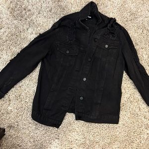 Fashion Nova Distressed Black Jean Jacket